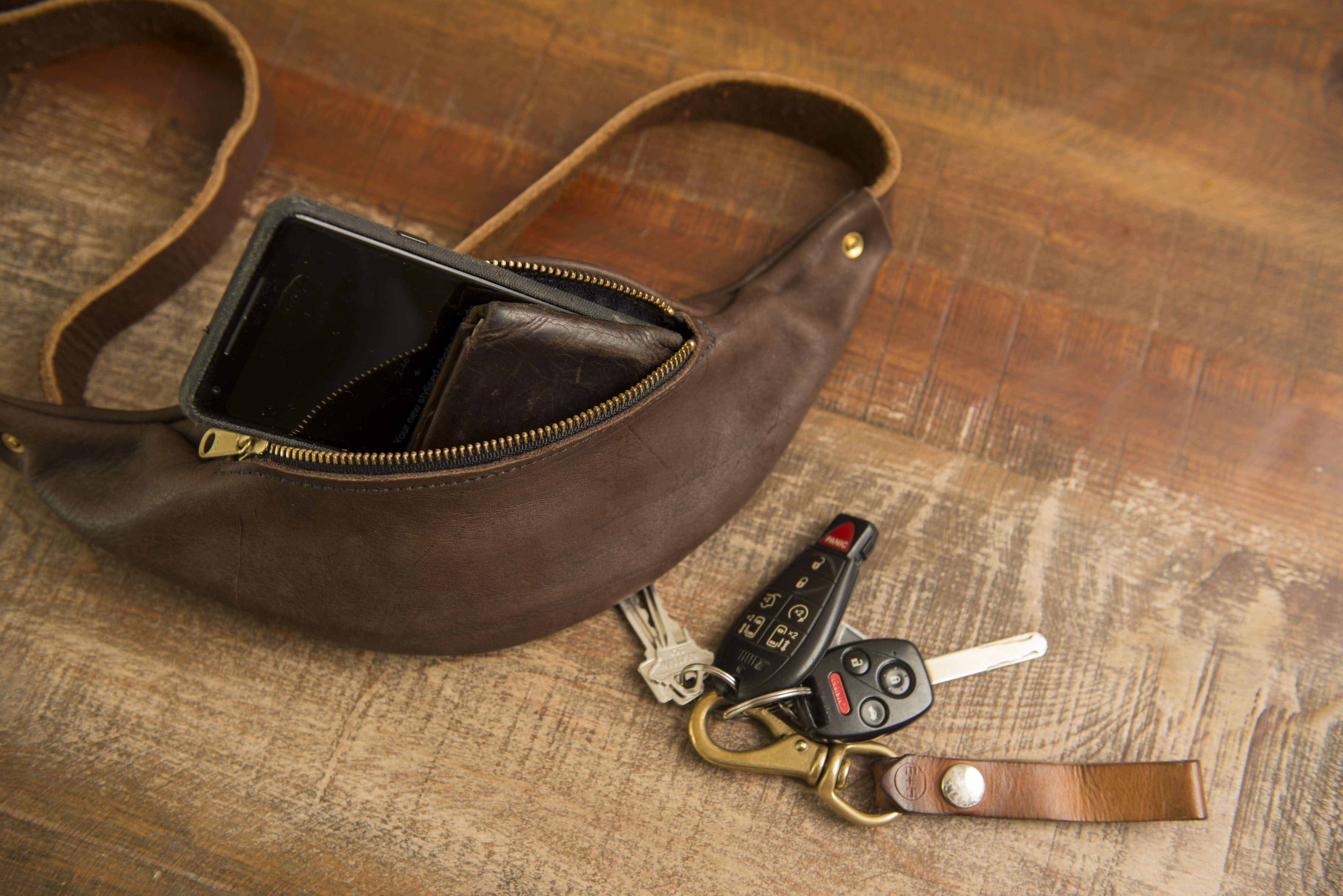 Brown leather clearance fanny pack